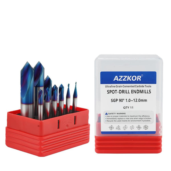 Spot Drill Carbide Center Bit 90° 1.0~12.0mm Steel HRC65 Chamfer Location Prepare Guide Pilot Hole CNC Machine Tool SGP Series 11PCS