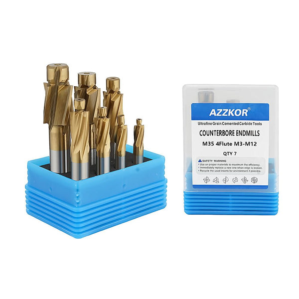 Countersunk Screwdriver Chamfering Tool M35 Countersunk Milling Cutter Titanium Coated Straight Shank Endmills 7PCS
